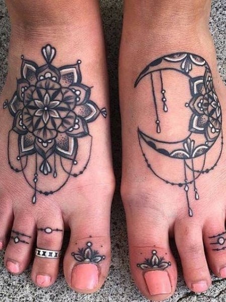 Mandala Foot Tattoo For Women