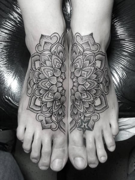 Mandala Foot Tattoo For Women