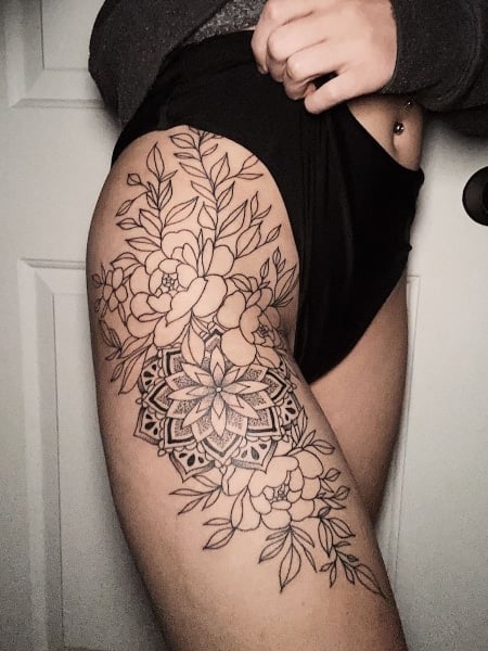 Mandala Hip Tattoo For Women