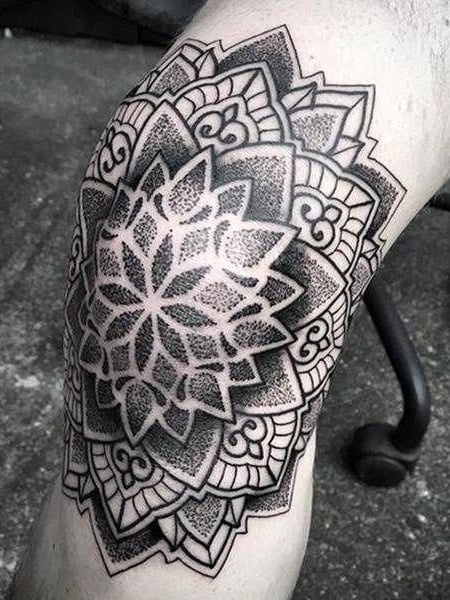 Mandala Knee Tattoo For Men