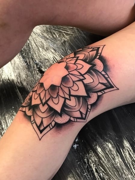 Mandala Knee Tattoo For Women