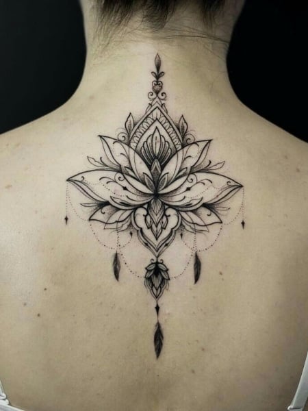 Mandala Lotus Flower Tattoo For Women