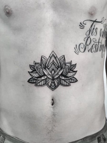 Mandala Stomach Tattoo For Men