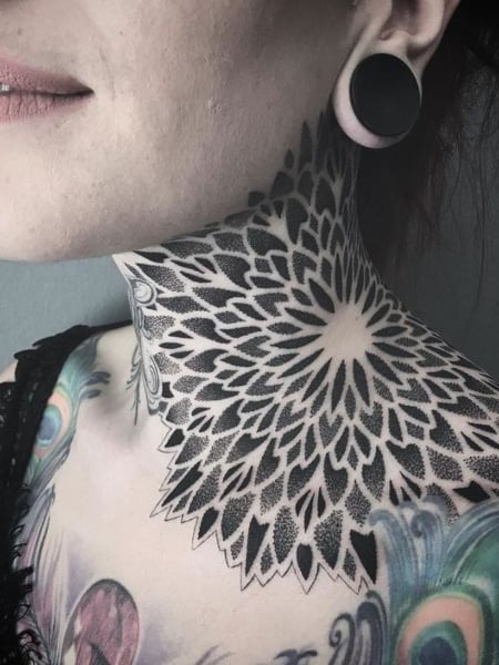 Mandala Neck Tattoo For Women 