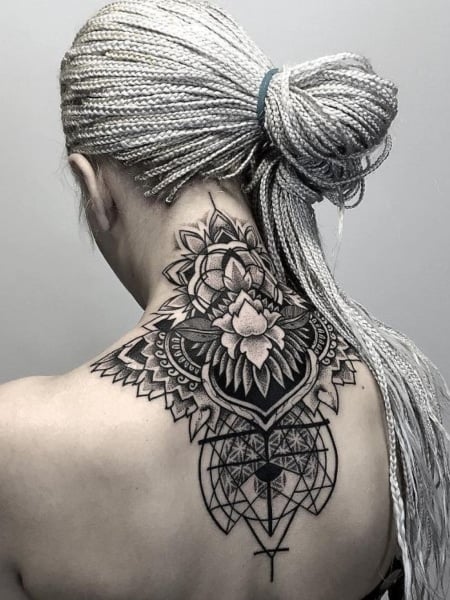 Mandala Neck Tattoo For Women 