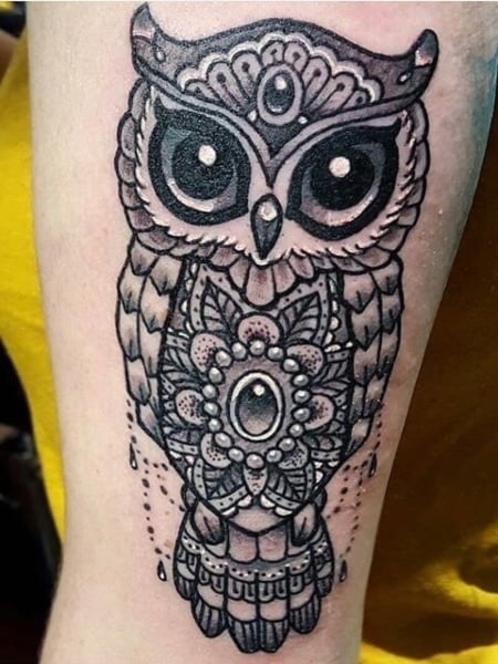 Mandala Owl Tattoo For Women