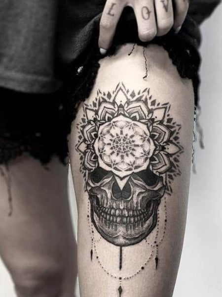 Mandala Skull Tattoo For Women