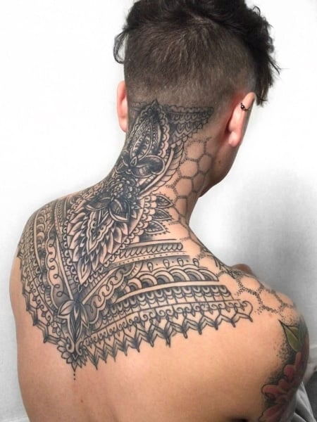 Mandala Spine Tattoo For Men
