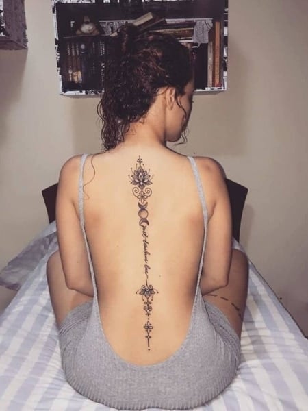 Mandala Spine Tattoo For Women