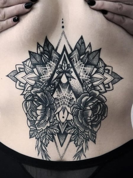 Mandala Stomach Tattoo For Women