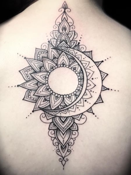Mandala Sun And Moon Tattoo For Men