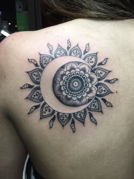 Mandala Sun And Moon Tattoo For Women