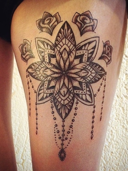 Mandala Thigh Tattoo For Men