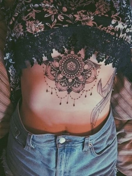 Mandala Underboob Tattoo For Women