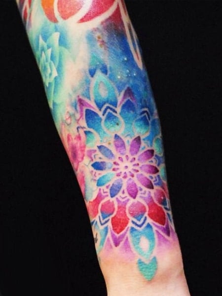 Mandala Watercolor Tattoo For Men