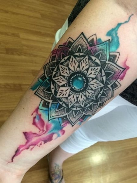 Mandala Watercolor Tattoo For Women