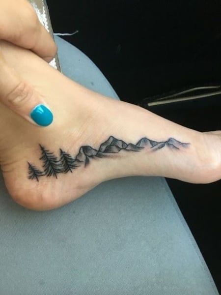 Mountain Foot Tattoo For Women