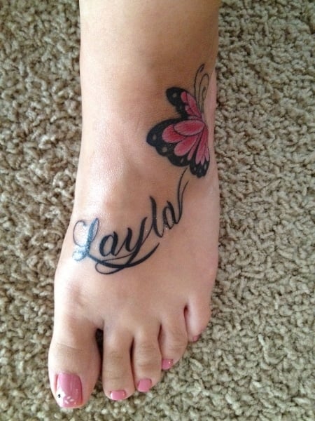 Name Tattoos On Foot For Women