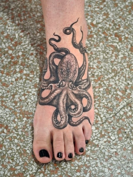 Octopus Foot Tattoo For Women