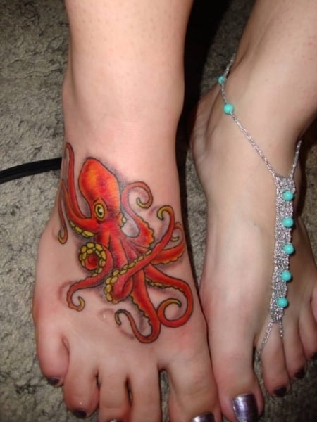 Octopus Foot Tattoo For Women