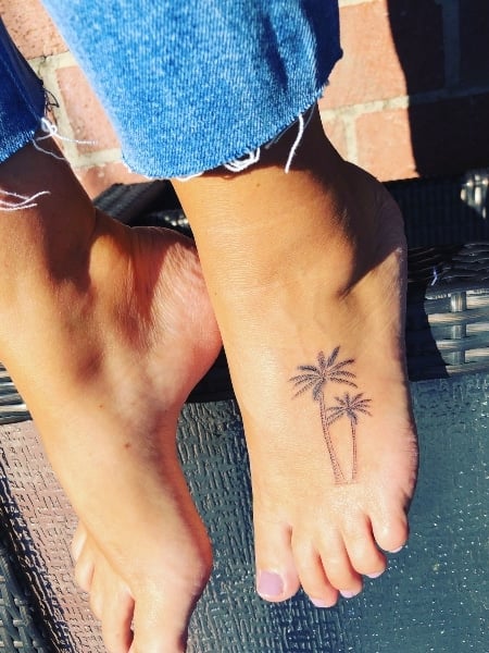 Palm Tree Foot Tattoo For Women