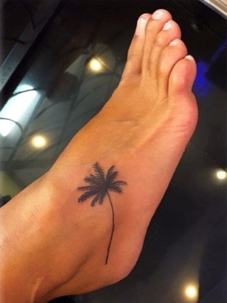 Palm Tree Foot Tattoo For Women