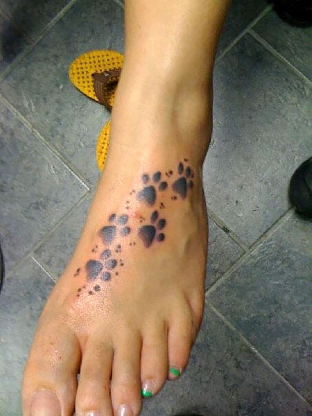 Paw Print Tattoo On Foot