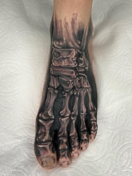 Skeleton Foot Tattoo For Women