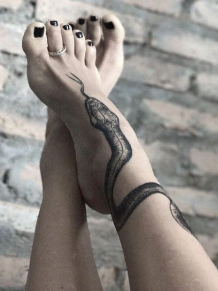 Snake Foot Tattoo For Women