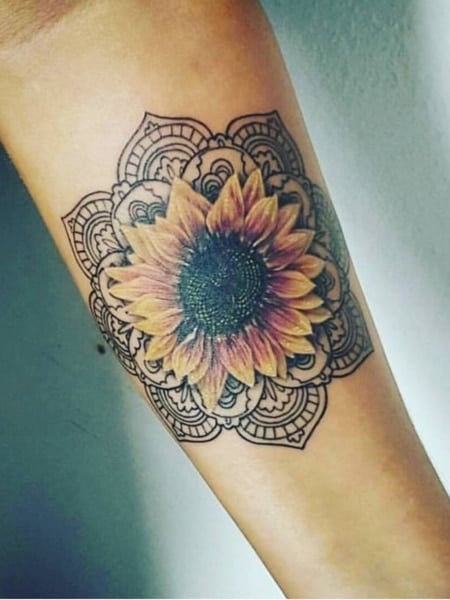 Sunflower Mandala Tattoo