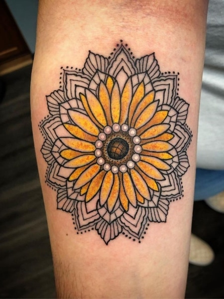 Sunflower Mandala Tattoo1