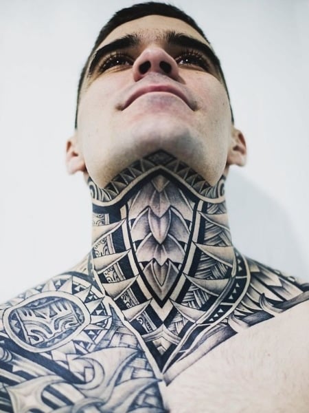 Throat Tattoo For Men