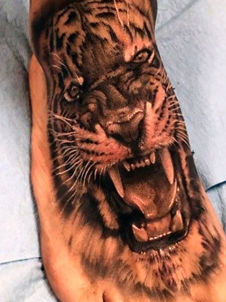 Tiger Foot Tattoo For Women