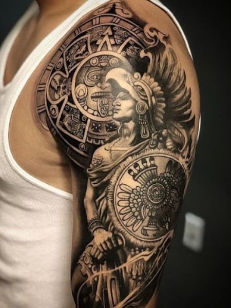 Tribal Aztec Warrior Tattoo For Men