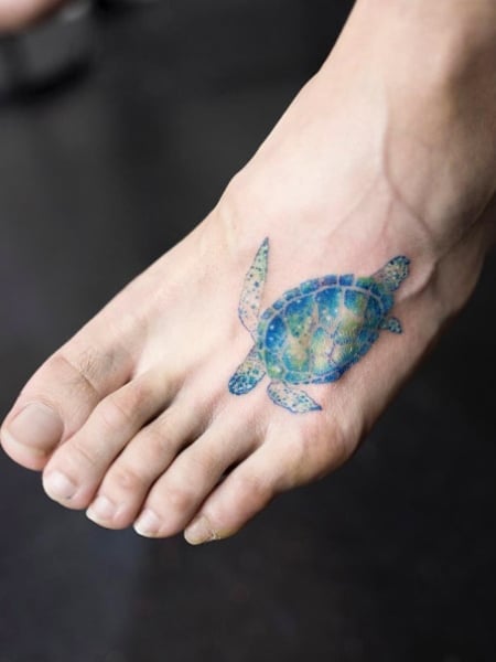 Turtle Foot Tattoo For Women