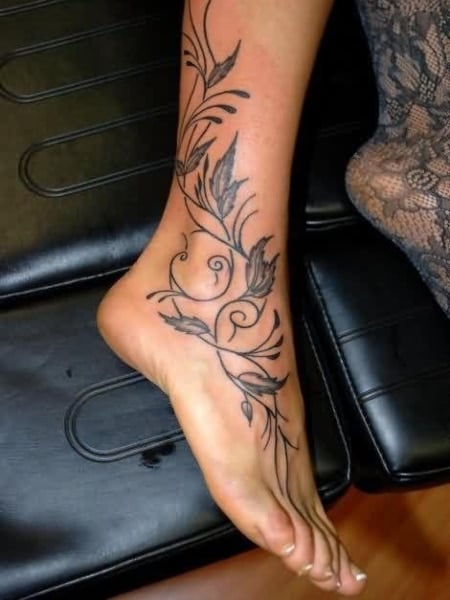 Vine Foot Tattoo For Women