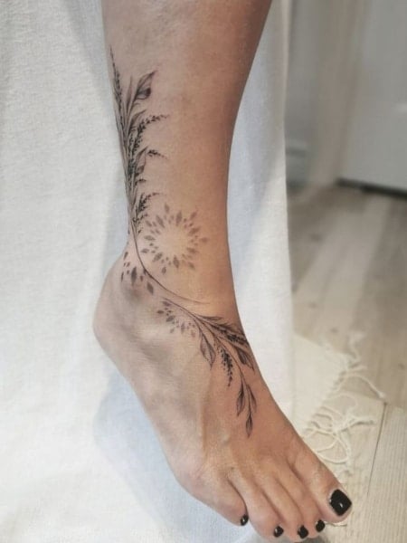 Vine Foot Tattoo For Women