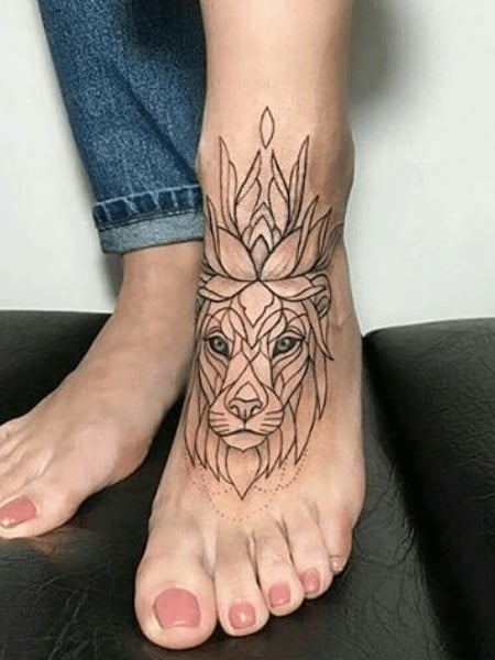 Lion Foot Tattoo For Women