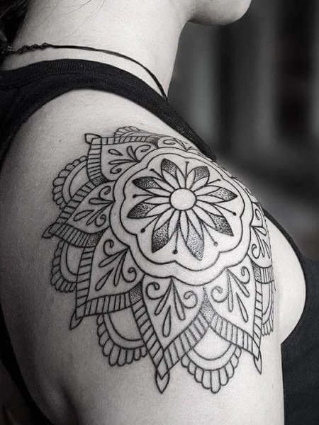 Mandala Shoulder Tattoo For Women