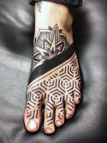 Mandala Foot Tattoo For Men