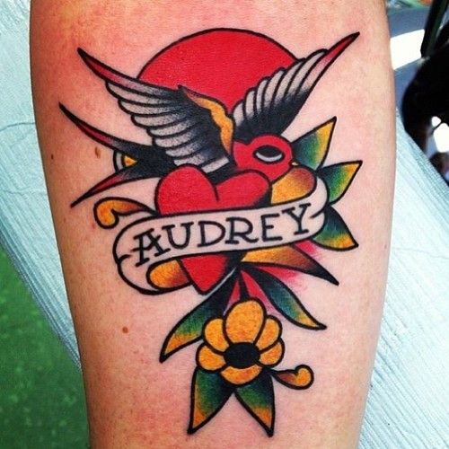 American Traditional Name Tattoo