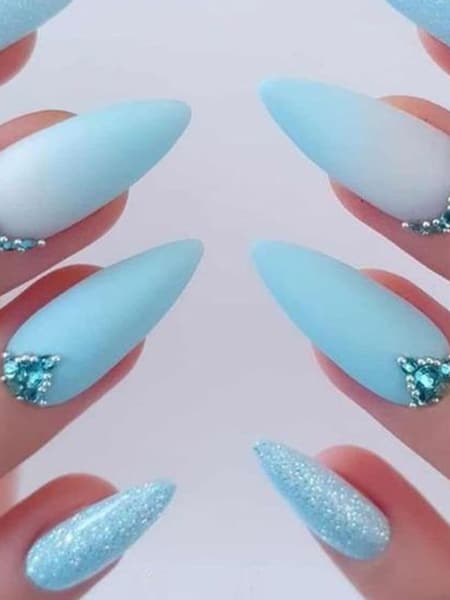 Baby Blue Stiletto Nails