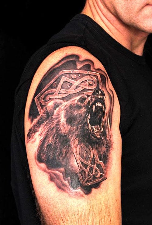 Bear Half Sleeve Tattoo