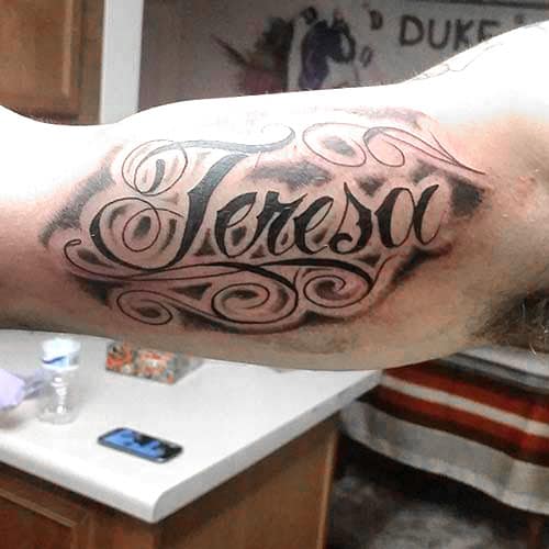 Bicep Name Tattoo