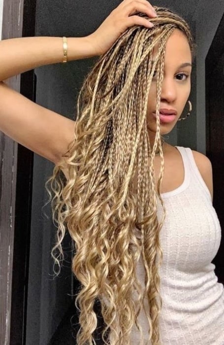 Box Braids With Curls For Women