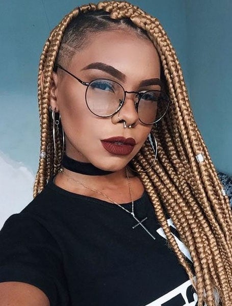 Box Braids With Shaved Sides