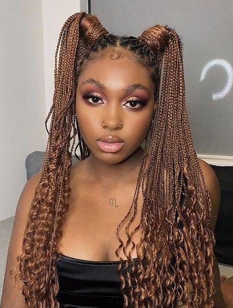 Box Braids With Side Ponytails