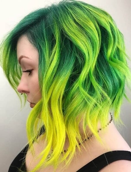 Brightly Colored Lob Haircut