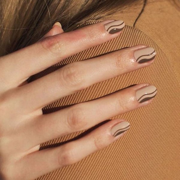 Brown And Nude Nails