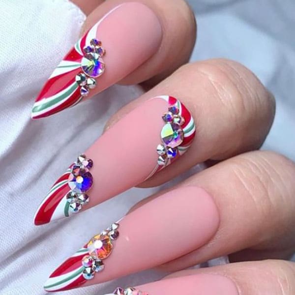 Candy Cane Swirl Nails